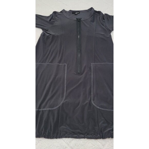 Sun‎ Kim Womens Black Long Sleeve Shirt Dress Half Zip Up Bubble Hem Size XS - Picture 4 of 9